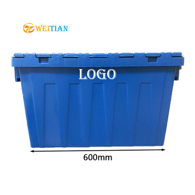 60L पुन: प्रयोज्य प्लास्टिक मूविंग बॉक्स एंटी स्लिप हाइजीन एचडीपीई लोड 50Kg