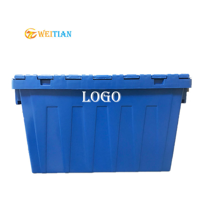 60L पुन: प्रयोज्य प्लास्टिक मूविंग बॉक्स एंटी स्लिप हाइजीन एचडीपीई लोड 50Kg