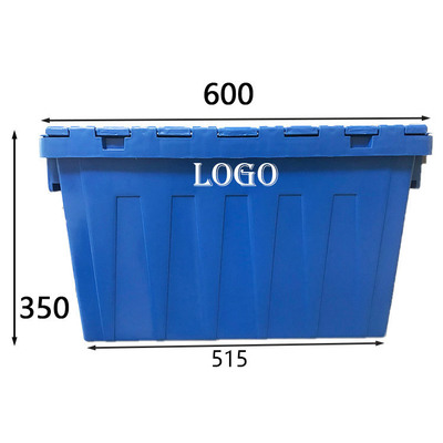 600x400x350 प्लास्टिक लॉजिस्टिक बॉक्स 60L नेस्टेबल प्लास्टिक टोकरा लोड 70Kg